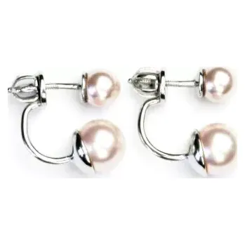 Náušnice Stříbrné náušnice 2v1 Swarovski perla Rose - NŠ1183/1512v (Stříbrné náušnice se Swarovski perlami 8 a 10 mm)