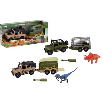 autíčko Johntoy Terénní vozidlo s přívěsem do jungle a dinosaurus