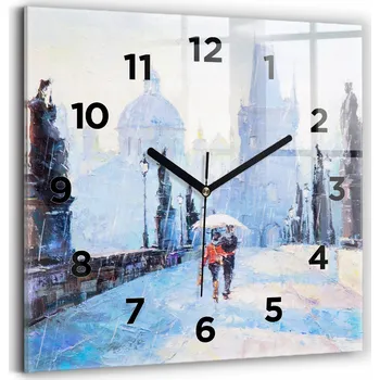 Hodiny Skleněné hodiny s motivem Tichý mechanismus Loft Nástěnné Olejomalba 30x30