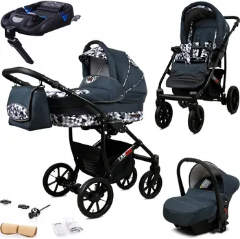 Kočárek Kočárek 4v1 BabyLux LARGO: sportovní kočárek, hluboká korba, autosedačka, základna ISOFIX