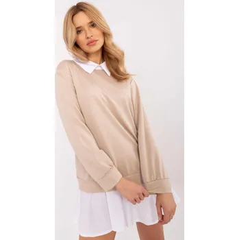 Dámská tunika Béžová halenka s dlouhým rukávem MI-BZ-