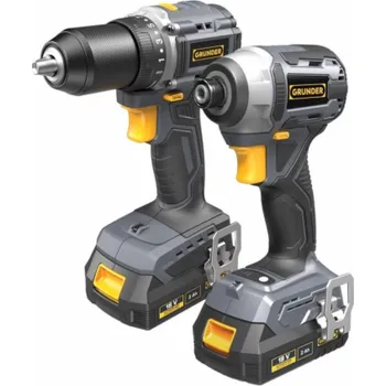 Sada nářadí Sada nářadí GRUNDER CD-B0B18+CW-B1218E, 18 V, 2×2 Ah
