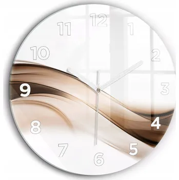 Hodiny Skleněné foto hodiny na zeď Abstrakce linie bílé ručičky kulatý průměr 60 cm
