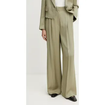 Dámské kalhoty Kalhoty s příměsí lnu Marella Emme by Marella zelená barva, high waist, 2515131041200 91X, vel. 40