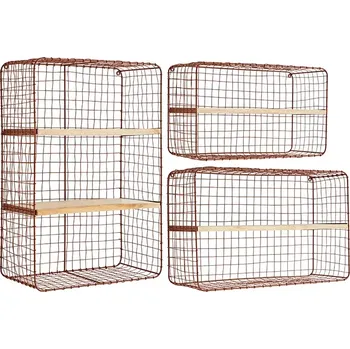 police Nástěnná police Madam Stoltz 3-pack červená barva 35870CPR 92X