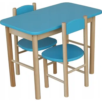 Jídelní židlička Dětský set, dětský stolek a židle dřevěný modrý metdre