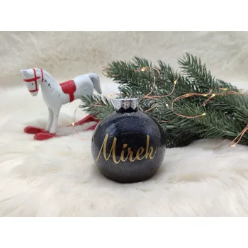Vánoční ozdoba D-decor Vánoční baňka se jménem Černá - D-decor 8 cm Černá