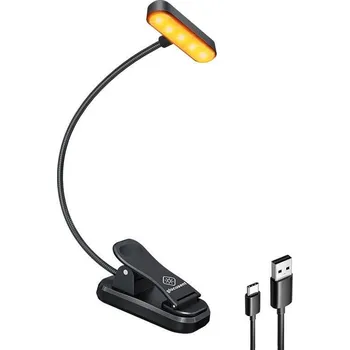 Lampička Glocusent Bezdrátová lampička ET-Head s klipem na knihu USB-C 650mAh (černá)
