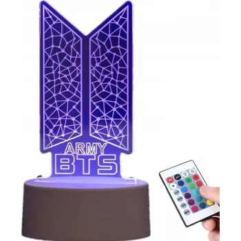 Lampička LAMPA na SKLE BTS Boys Band 3D LED RGB + DÁLKOVÝ OVLADAČ 16 BAREV