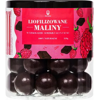 Sušené ovoce FORMELO LYOFILIZOVANÉ MALINY V HOŘKÉ ČOKOLÁDĚ 110G DÓZA