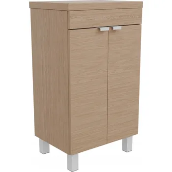 Koupelnový nábytek Koupelnová skříňka pod umyvadlo s deskou, stojící na nožičkách, dub, police 50x46 cm