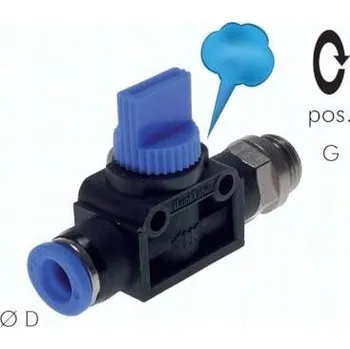 Ventil Kulový kohout uzavírací, zásuvný 3/2 G1/8 - 6 mm