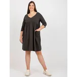 Tmavé khaki šaty s 3/4 rukávy RV-SK-8529.37P-dark khaki Velikost: ONE SIZE