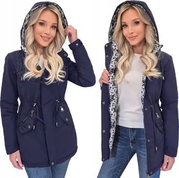 Dámská parka OBOUSTRANNÁ BUNDA DÁMSKÁ PŘECHODOVÁ PODZIMNÍ BUNDA PARKA S KAPUCÍ XXL
