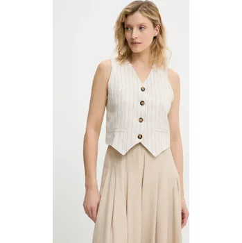 Dámská vesta Vesta se lnem Answear.LAB béžová barva MR22004.hms 80X, vel. L