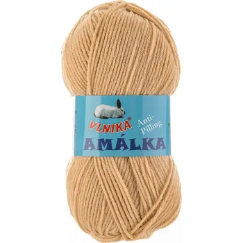 Příze Pletací příze Vlnika AMÁLKA 129 mocca (béžová), klasická, antipillingová, 100g/250m