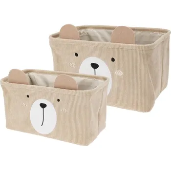 Úložný box Homestyling Dětský úložný koš na prádlo i hračky kvádr sada 2 ks béžová