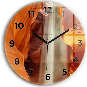 Hodiny Čtvercové Skleněné Nástěnné Hodiny do Kanceláře se Vzorem Pouštního kaňonu fi60 cm