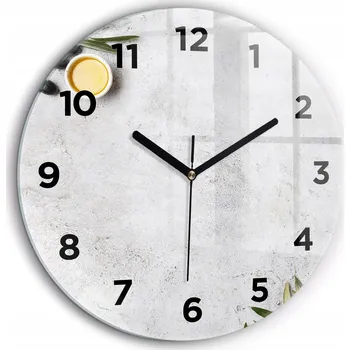 Hodiny Skleněné nástěnné hodiny do kanceláře S Potiskem Minimalistické olivy průměr 60 cm