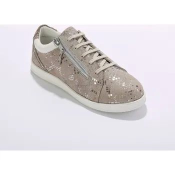 Dámské tenisky Kožené tenisky se zipem a lesklým vzorem potisk/béžová 39