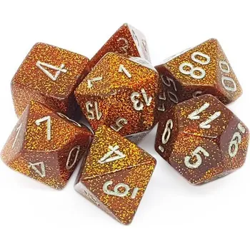 Příslušenství k deskovým hrám Kostky Chessex - sada 7 kostek Glitter Gold/Silver
