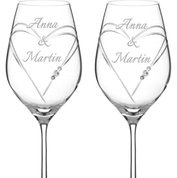 Sklenice Dekorant Svatební sklenice na bílé víno Aphrodite 1 s krystaly Swarovski 360ml 2KS