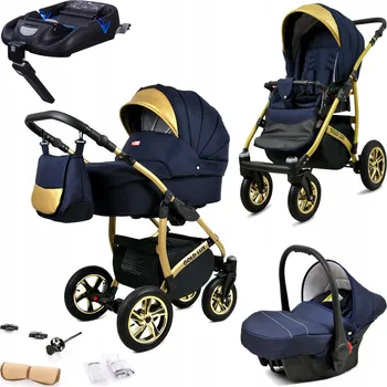 Kočárek Dětský kočárek 4v1 BabyLux Gold Lux - sportovní kočárek, hluboká korba, autosedačka, základna ISOFIX