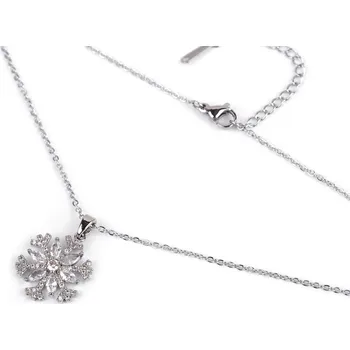 Náhrdelník Náhrdelník z nerezové oceli vločka s broušenými kamínky, barva 1 crystal