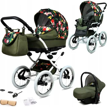 Kočárek Kočárek 3v1 BabyLux MARGARET WHITE - sportovní kočárek, hluboká korba, autosedačka