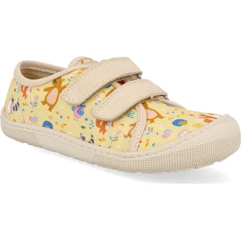 Dívčí tenisky Barefoot dětské plátěnky Koel - Dud Print Bear Beige béžové Velikost: 24