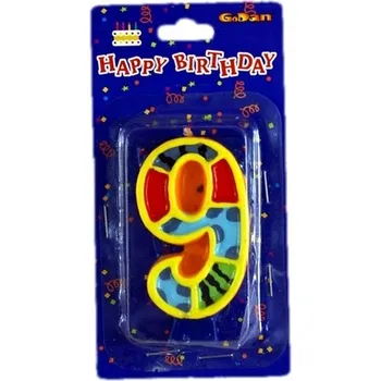 Dortová svíčka Narozeninová svíčka číslice 9 barevná