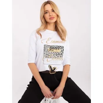 Dámská halenka Bílá bavlněná halenka s kulatým výstřihem