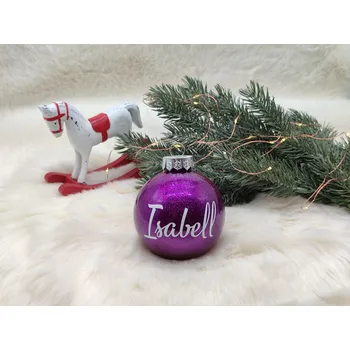 Vánoční ozdoba Vánoční baňka se jménem Fialová - D-decor 8 cm Fialová