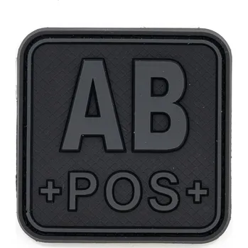 Nášivka JACKETS TO GO Nášivka krevní skupina AB POS plast velcro ČERNÁ