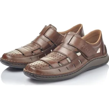 Pánské polobotky Kožená mokasína s konfekčním šitím 05268-25 Rieker hnědá Barva: braun, Velikost: 45