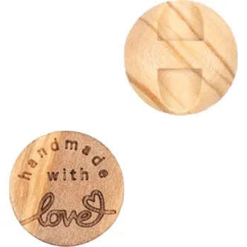 Knoflík Drops Dřevěný knoflík kulatý Ø 15 mm, hand made with love