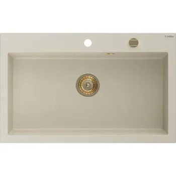 Granitový dřez MEXEN/S - Elix granitový dřez 1-miska 800 x 500 mm, béžový, sifon zlatá 6527801005-69-G