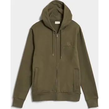 Pánská mikina MIKINA GANT REG TONAL SHIELD FULL ZIP HOODIE JUNIPER GREEN