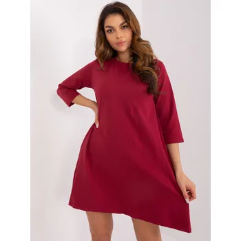 Oblečení a móda Vínové šaty Jamelia s krajkovou zádovou částí RV-SK-7321.70-bordeaux Velikost: S/M