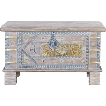 Truhla Orientální malá truhla Basha 80cm přírodní bělené dřevo