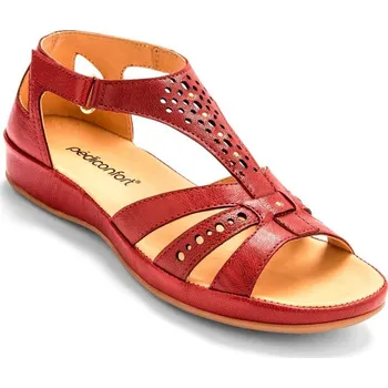 Dámské sandále Kožené sandály na suchý zip, extra široké červená 39