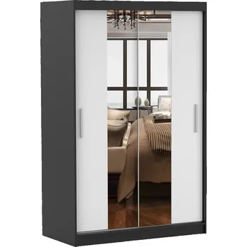 Dětská skříň Nábytek PEGAS s.r.o. Šatní skříň se zrcadlem NOEMI 01, Černá/Bílá