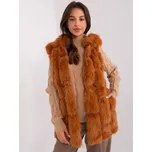 Hnědá chlupatá vesta s kapucí AT-KZ-2379.96P-light brown Velikost: L/XL