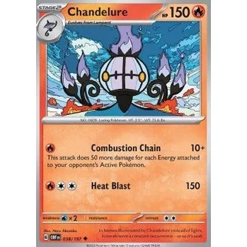 Sběratelská karetní hra Pokémon OBF 038/197 Chandelure - Obsidian Flames Stav: Near Mint, Verze: REVERSE HOLO