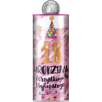 Pokladnička NAROZENINOVÝ DÁREK Pokladnička Plechovka IDEÁLNÍ K 18. Narozeninám Růžová POKLADNIČKA