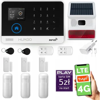Sada domovního alarmu Bezdrátový GSM + WiFi alarm HUXGO HXA003 4G LTE