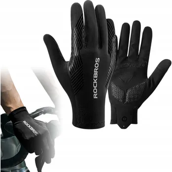 Cyklistické rukavice CYKLISTICKÉ RUKAVICE DLOUHÉ LETNÍ ČERNÉ UNISEX ROCKBROS M
