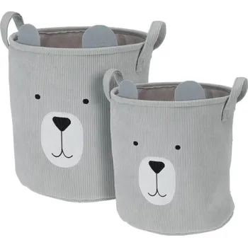 Úložný box Homestyling Dětský úložný koš na prádlo i hračky válec sada 2 ks šedá
