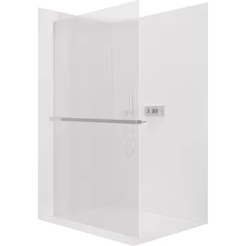 CERANO - Sprchová zástěna Walk-in Crystal L/P - 8 mm + polička/držák na ručníky - bezvzpěrový systém - chrom, rýhované sklo - 120x200 cm