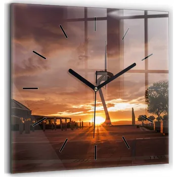 Hodiny Skleněné nástěnné hodiny Barcelona Olympijský park 30x30 cm